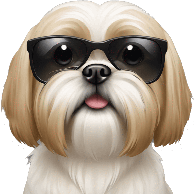 Tan Shih Tzu with dark sunglasses emoji