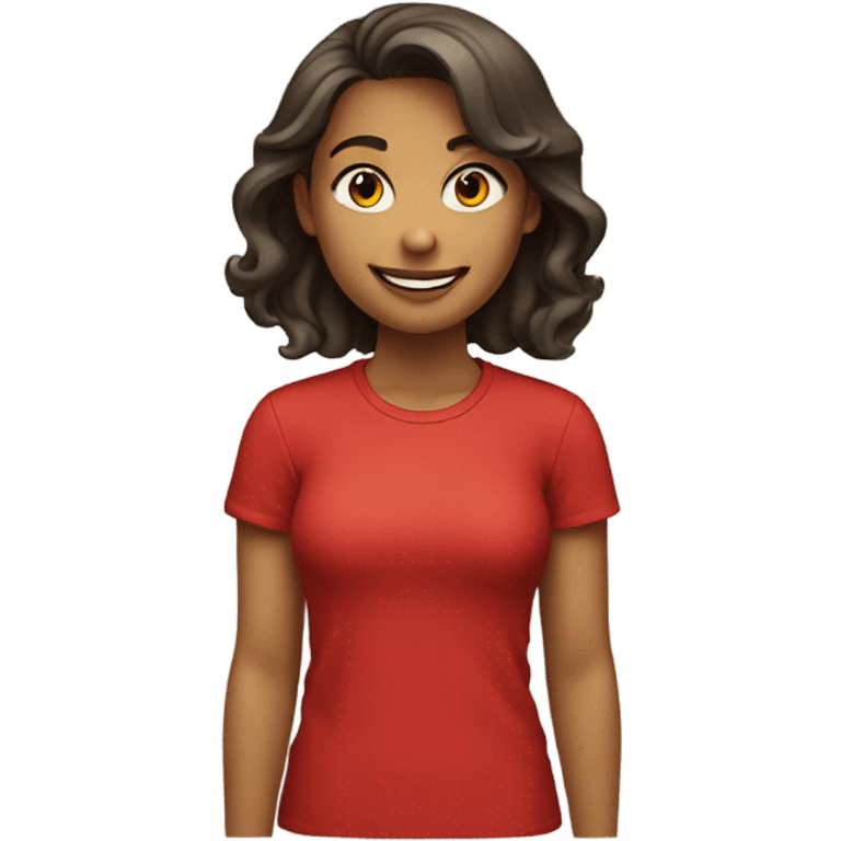 smiling girl in red shirt emoji