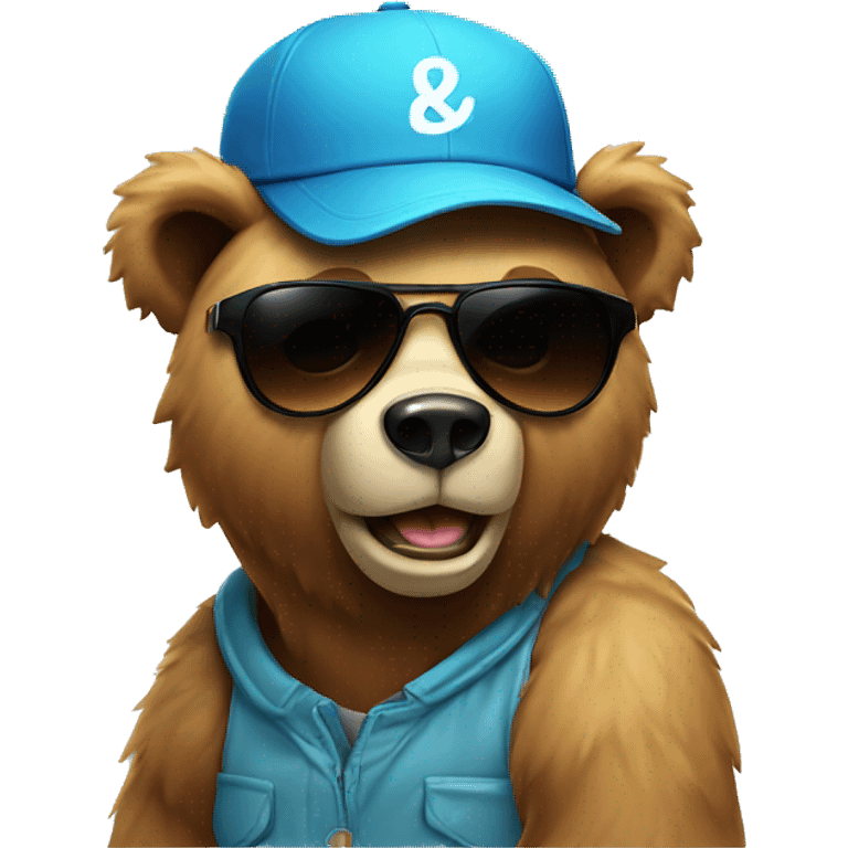 cool bear with a cap and sunglasses emoji