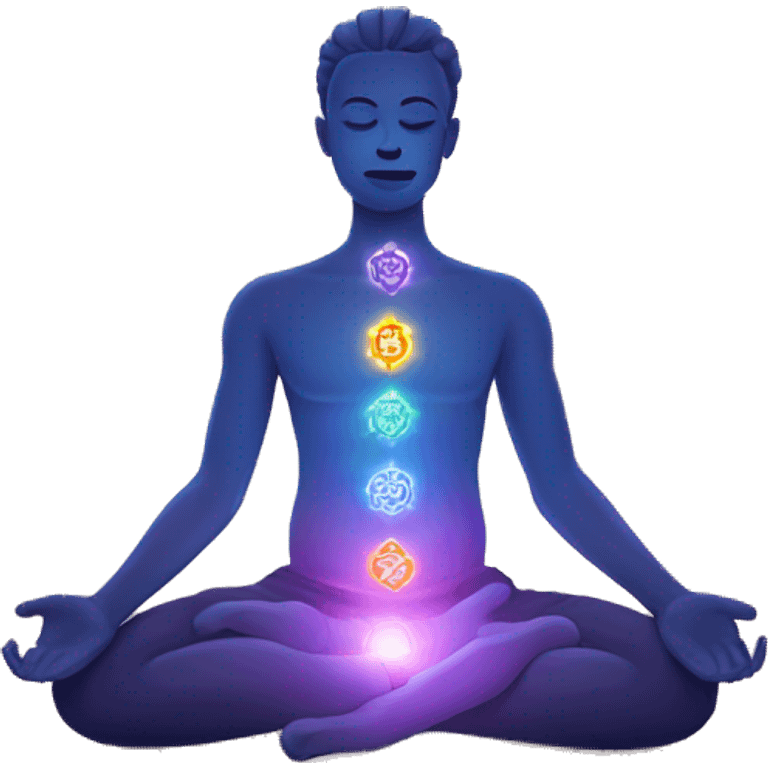 Meditating with all the chakras aligned and glowing  emoji