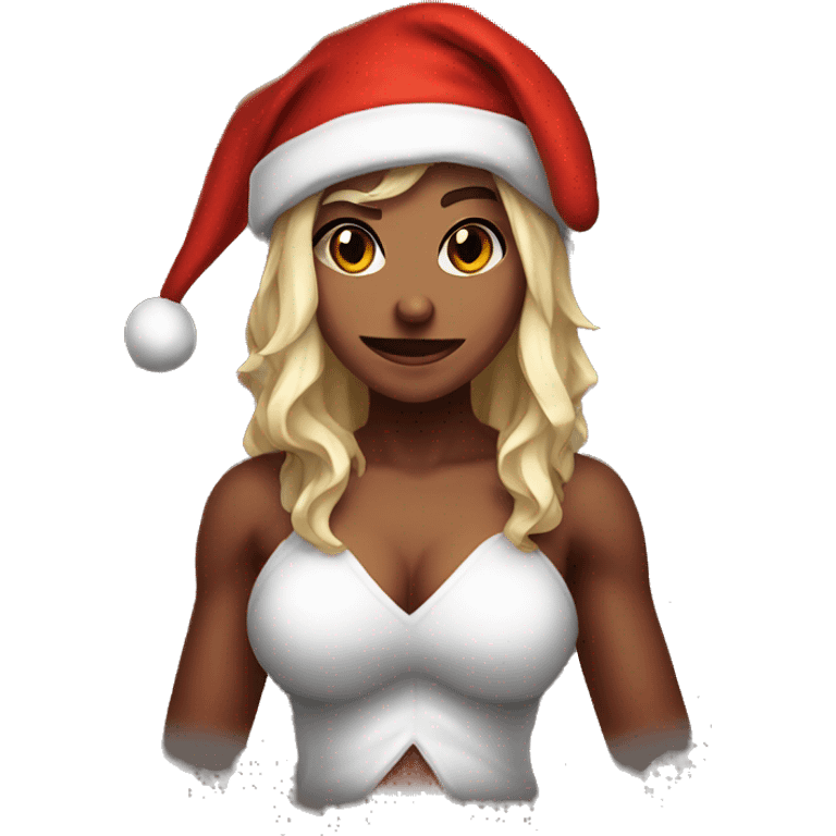 Lilith from diablo with a christmas hat emoji