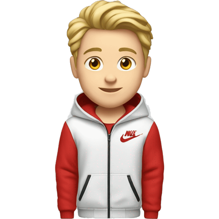 A young white guy in a red nike tech fleece emoji