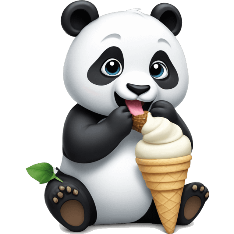 Panda eating ice cream emoji