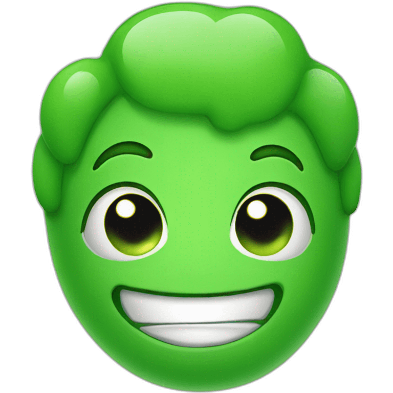 Green gummy cute face emoji