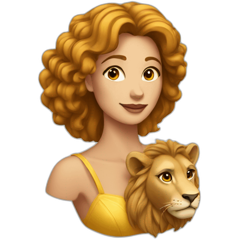 Belle femme sur un lion emoji