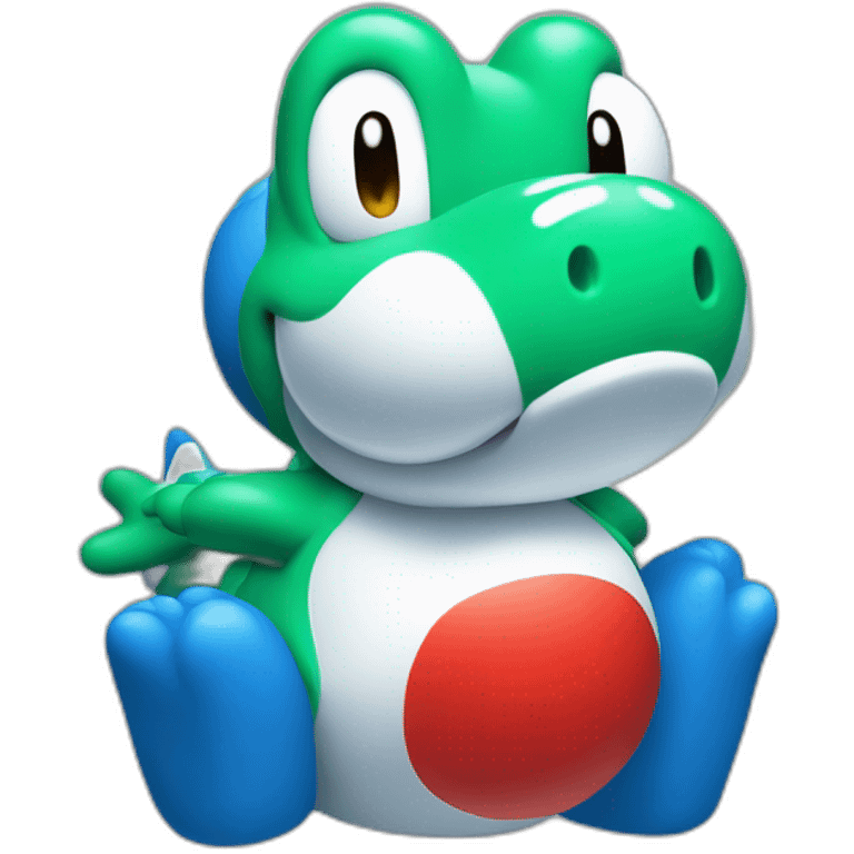 Yoshi bleu blanc rouge emoji