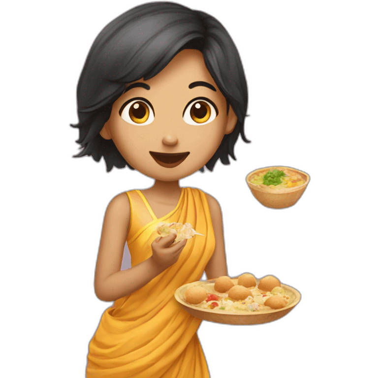 A girl eating panipuri emoji