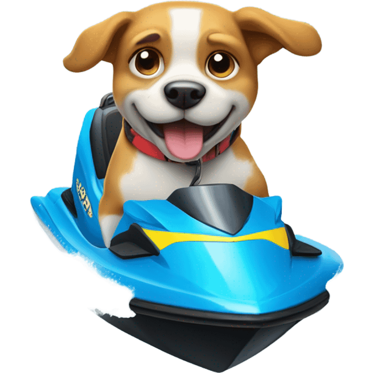 A dog riding a jet ski emoji