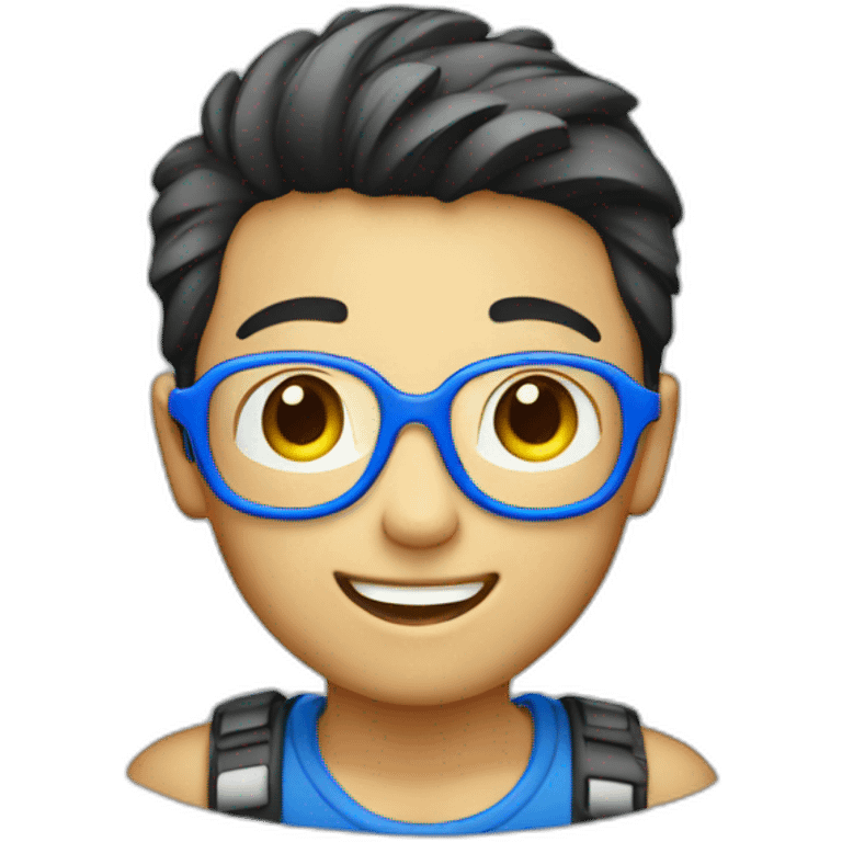 A boy with blue frame glass emoji