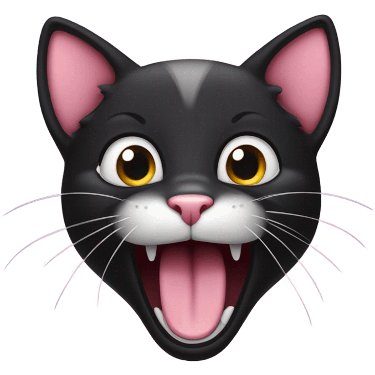 cute black cat yawning emoji