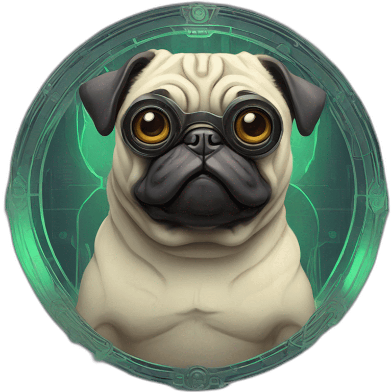 A cyberpunk pug in Art Nouveau style during 1910 emoji