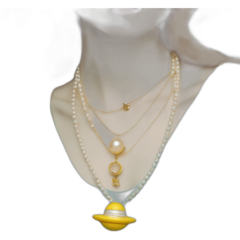 A pearl vivienne westwood saturn necklace emoji