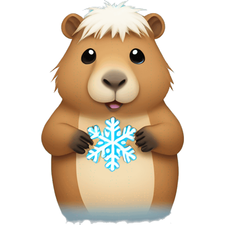 Capybara holding a snowflake emoji