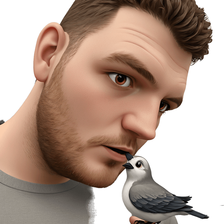 bearded boy and bird portrait emoji