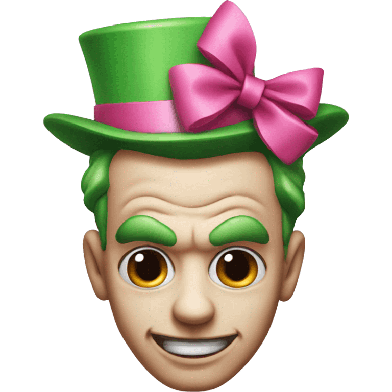 A joker face with pink bow on his head  emoji