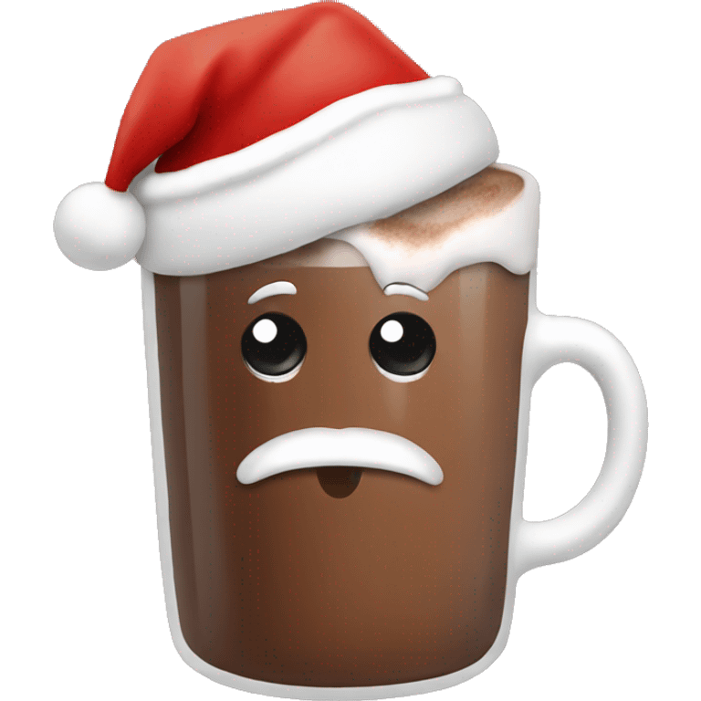 Hot chocolate wearing Santa hat emoji