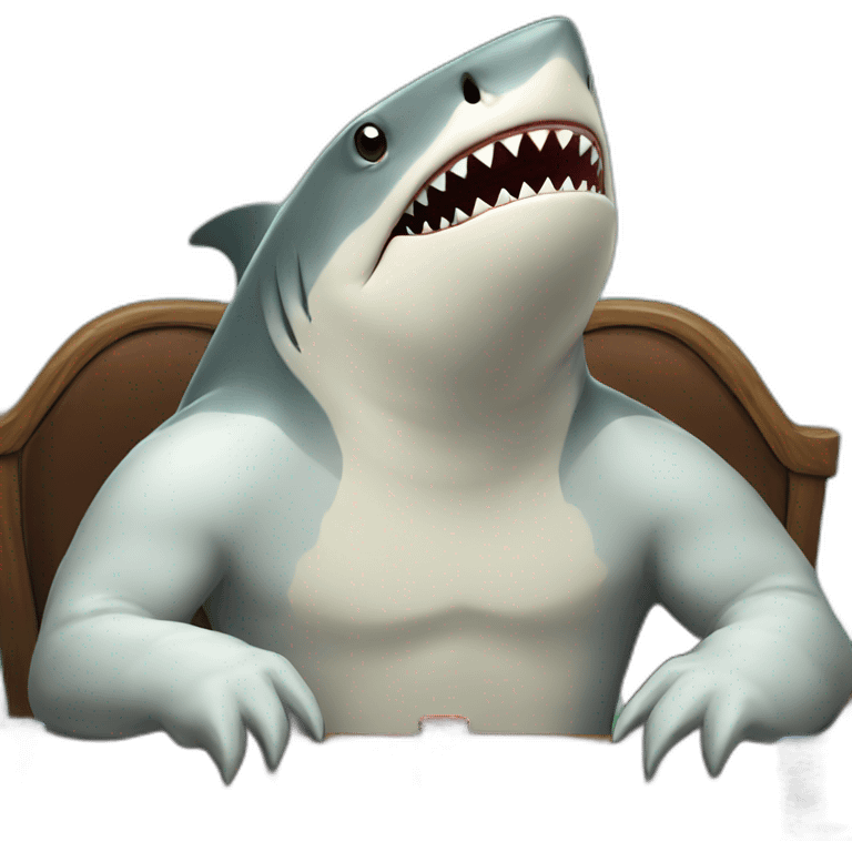 Shark playing poker sat at a table emoji