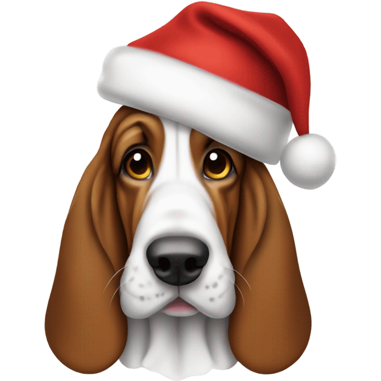 Basset hound with Santa hat emoji