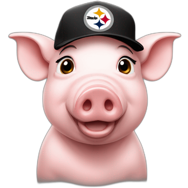 Pig with pittsburgh steelers cap emoji