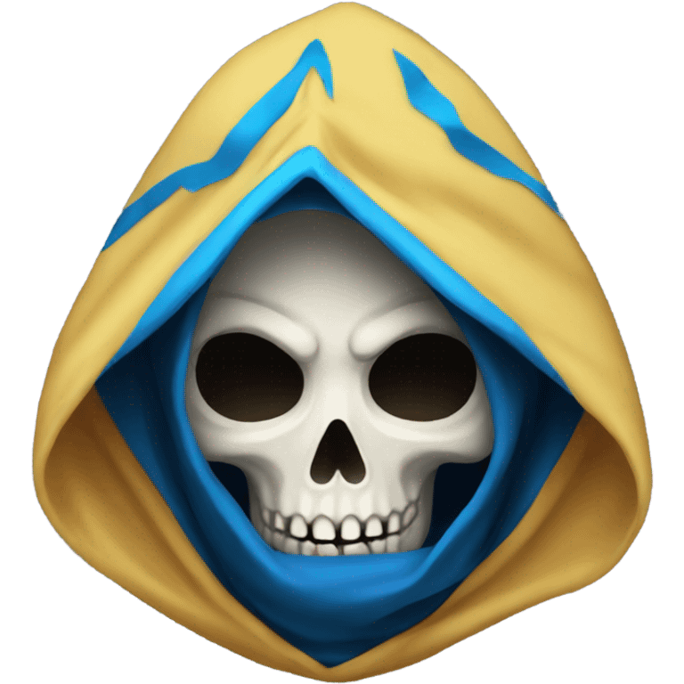 skull wearing blue hood and cloak emoji