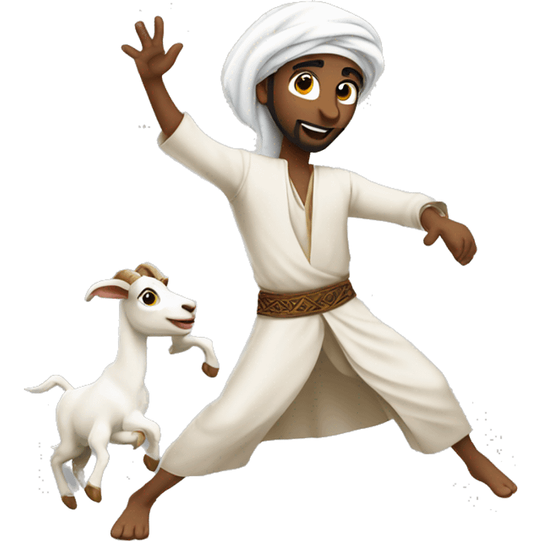 Arab dancing with a goat emoji