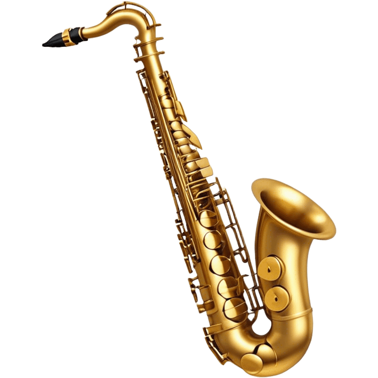 Cinematic Realistic Saxophone, smooth, curving brass body with a golden finish, soft reflections of warm light catching the details, a player’s fingers carefully pressing the keys, glowing with a jazzy, atmospheric charm. emoji