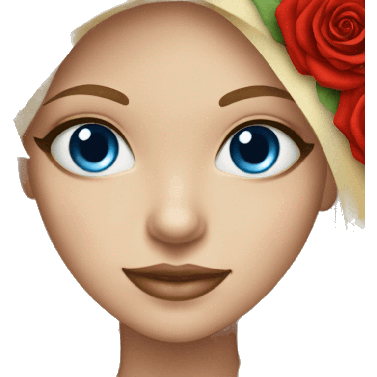 girl with red rose bouquet blue eyes  emoji