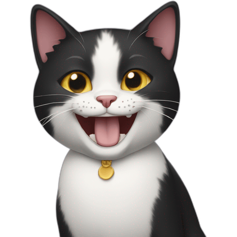 tuxedo cat laugh emoji