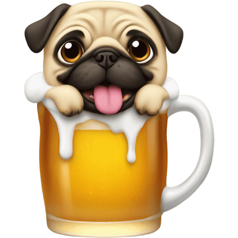 Pug drinking beer emoji