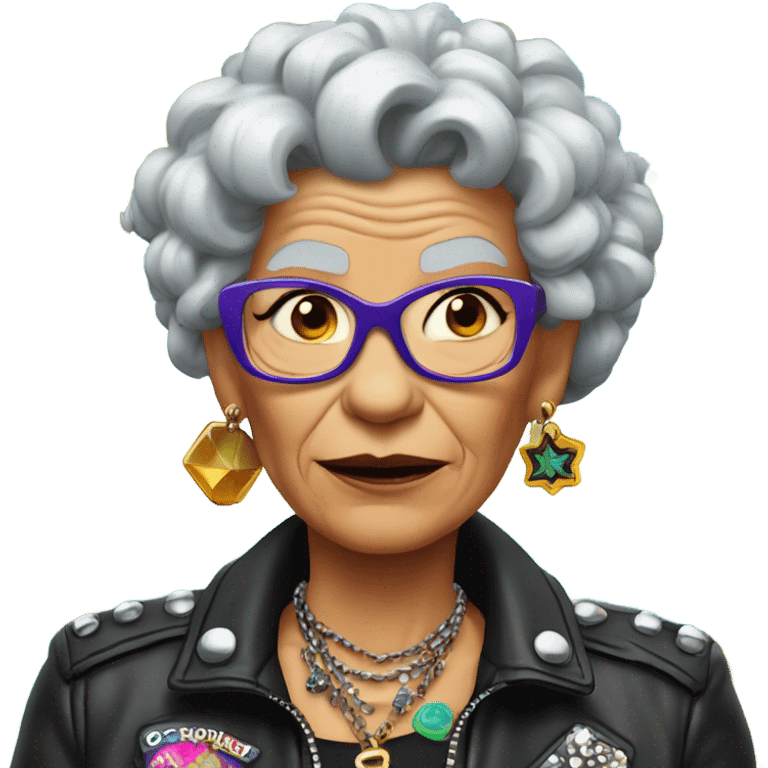 punk old woman in tropical paradise emoji