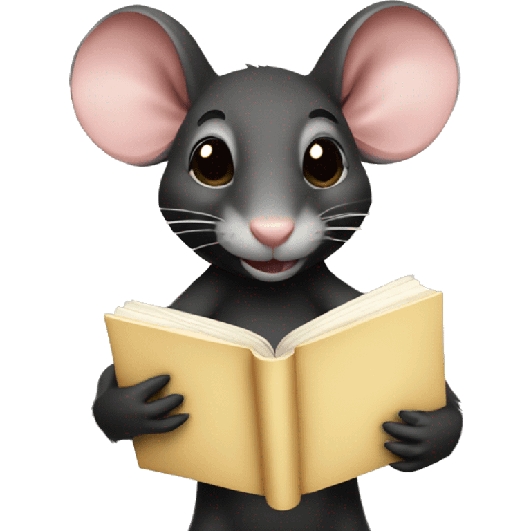 a black skin rat holding a book emoji