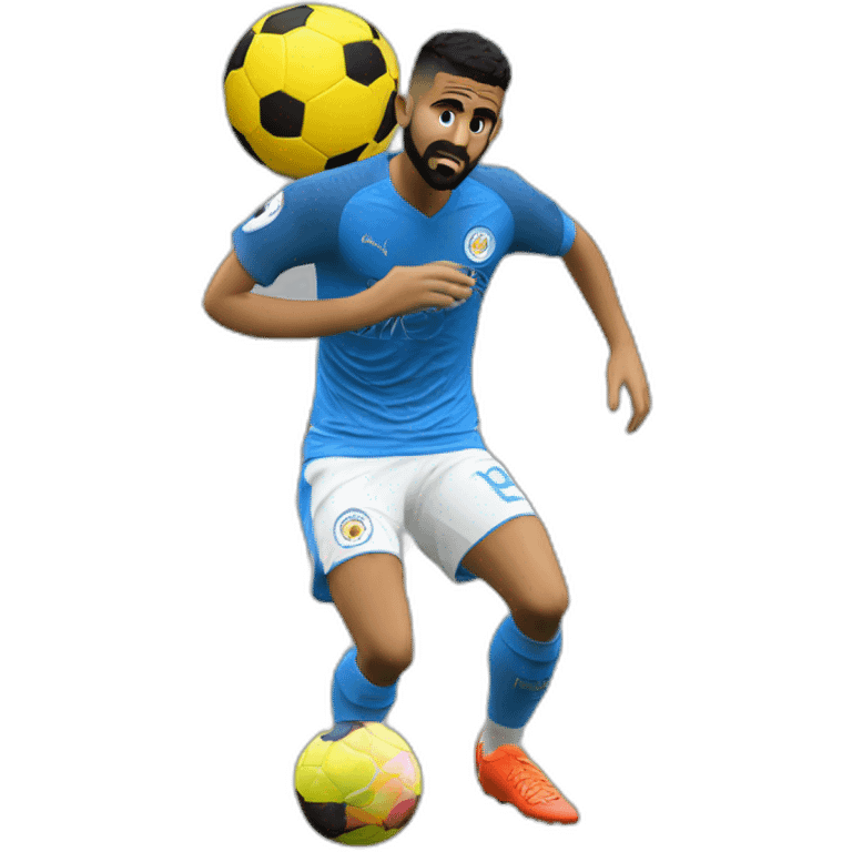 mahrez tirant dans un ballon emoji