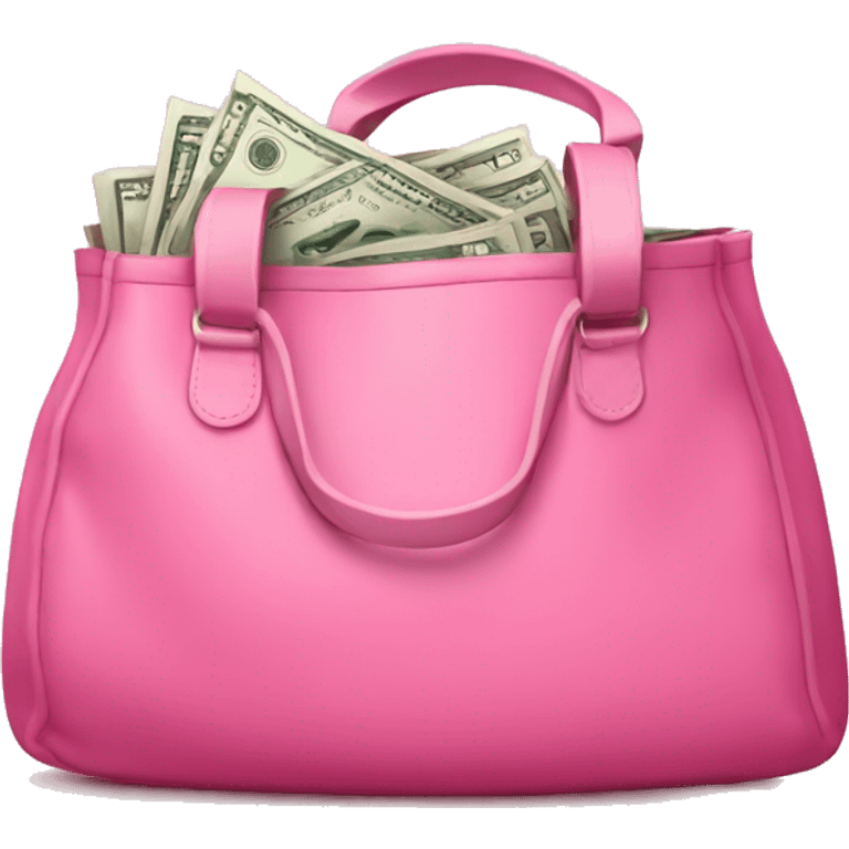 Pink bag with money in it emoji