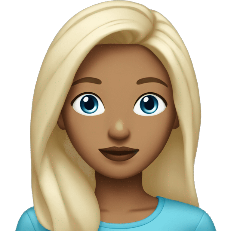 girl wth blonde hair, blue eyes,tan skin, darker eyebrows, and lipgloss emoji