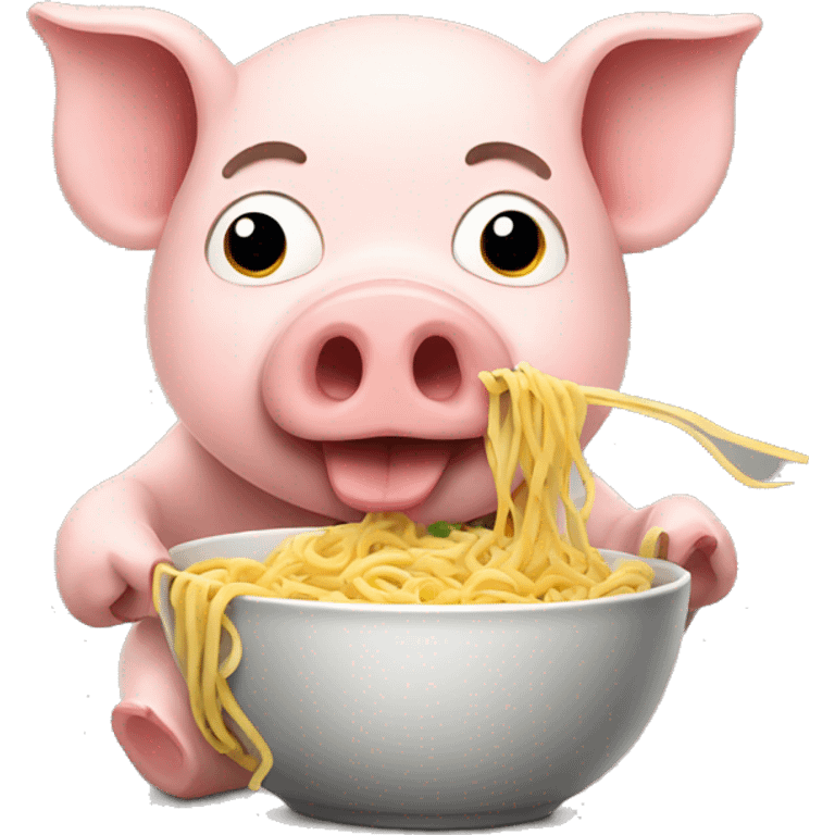 Pig eating noodles emoji