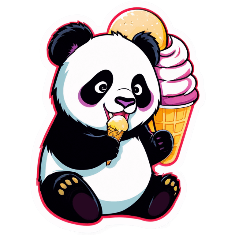 Panda eating ice cream emoji