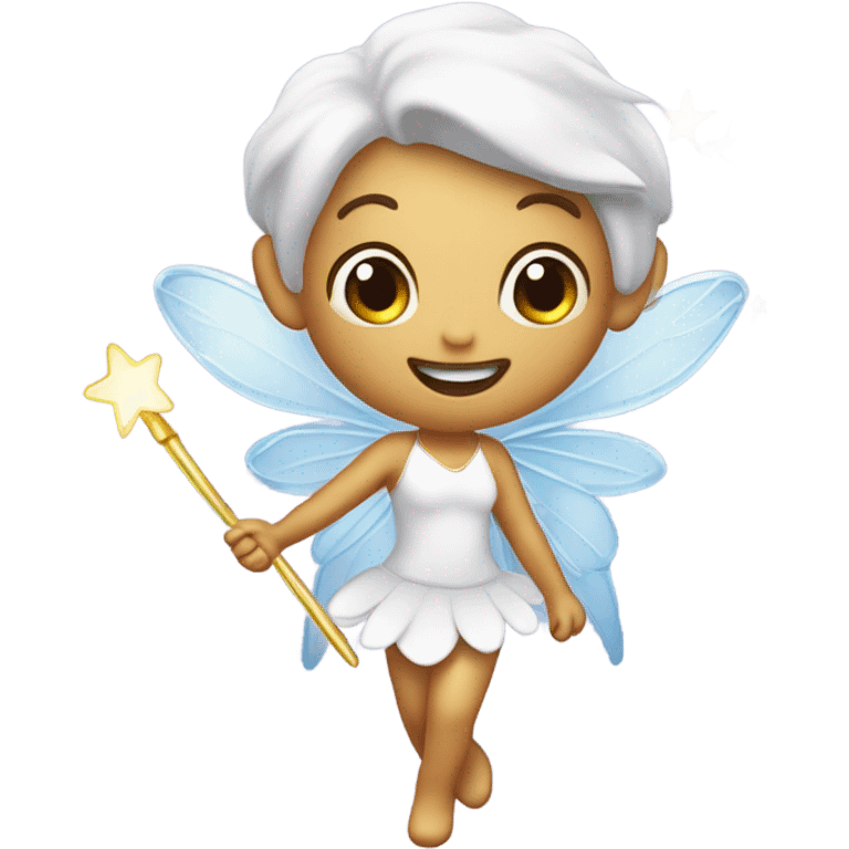 Flying tooth fairy with wand and tooth emoji