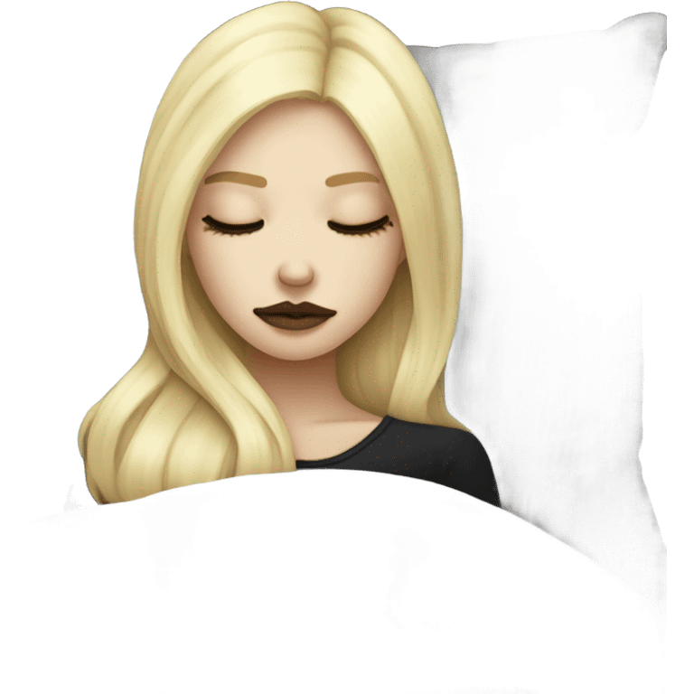 Blonde goth girl sleeping in bed on a pillow emoji