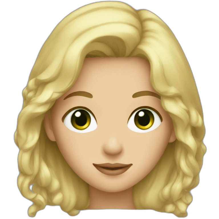 Blond green eyes girl with lan coat emoji