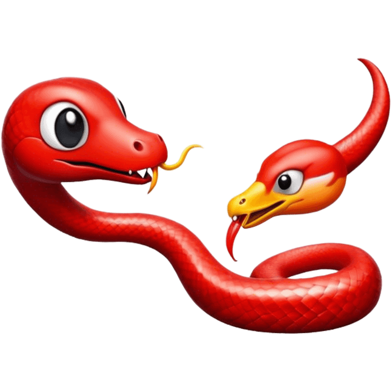 A red snake eating a white bird  emoji