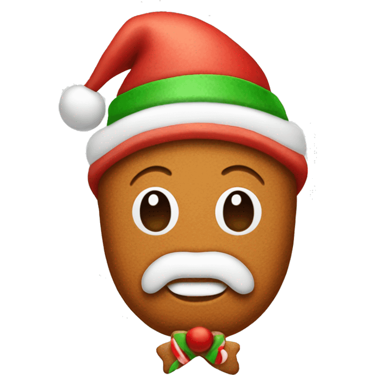 Gingerbread man wearing a Christmas hat emoji