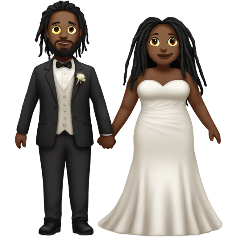 full body Plus size couple with dreads wedding pale emoji