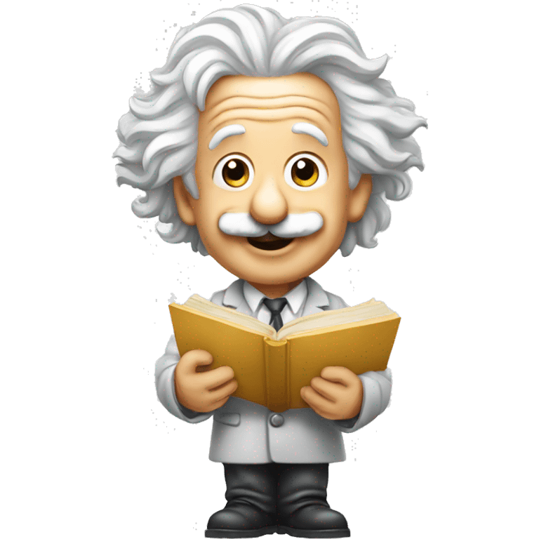 happy albert einstein holding conffeti  in one hand emoji