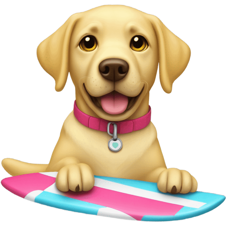 Yellow lab on surf board emoji