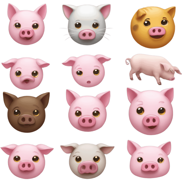 cat and pig emoji