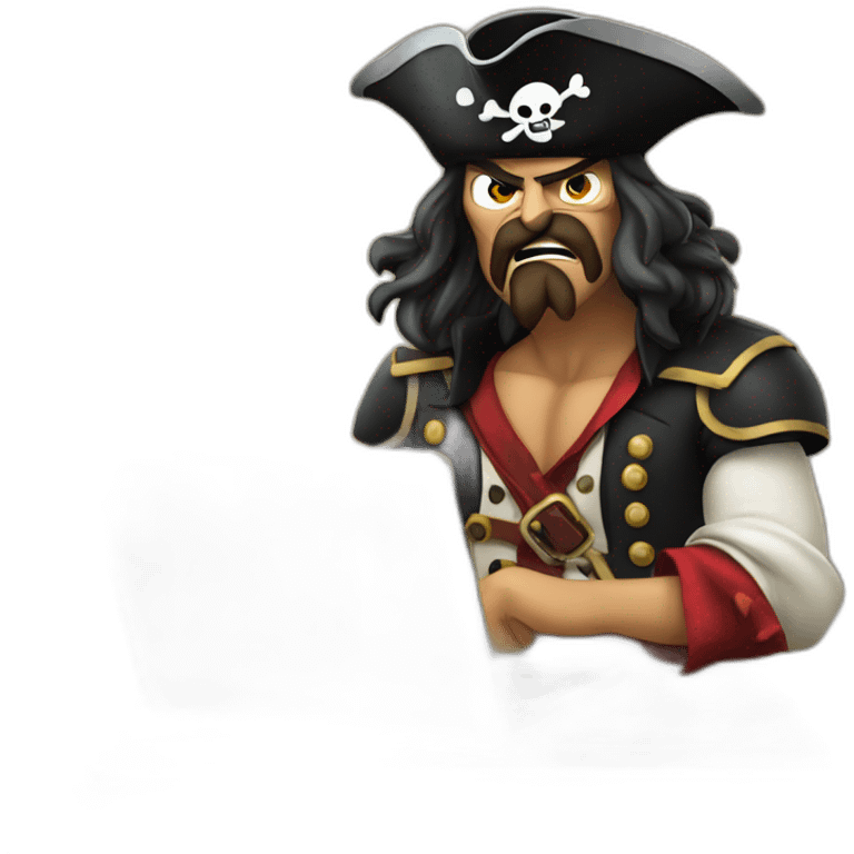 Angry pirate progamming on laptop emoji