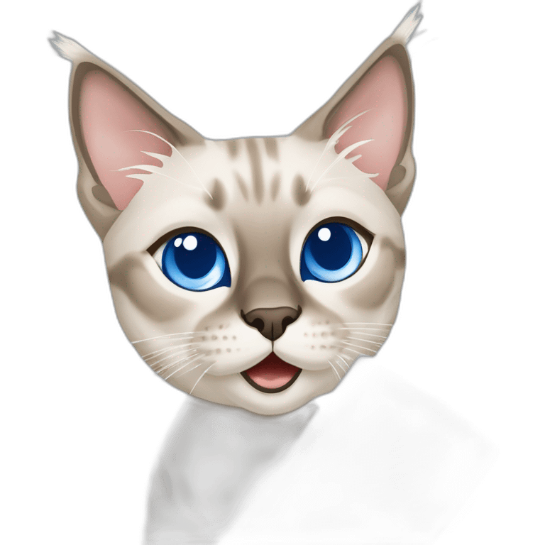 lynx point siamese cat with blue eyes playing with roll of white paper towels emoji