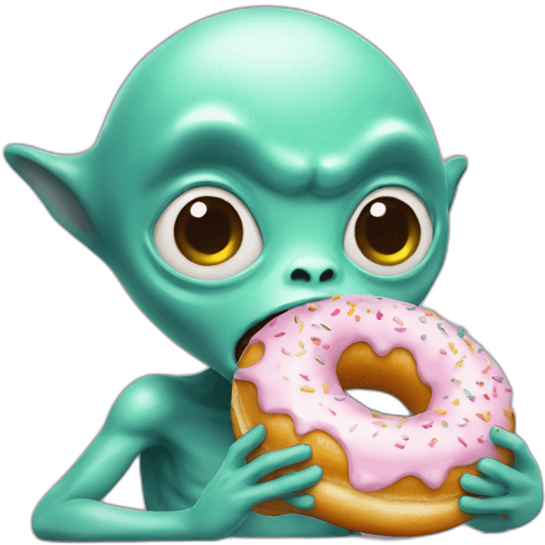 cute alien eating donut emoji