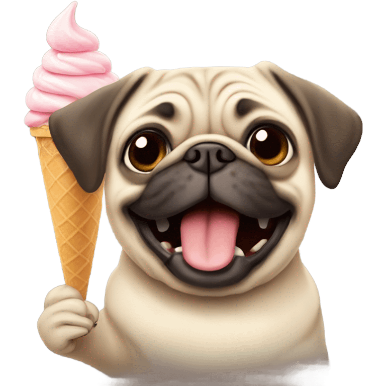 Pug licking icecream cone emoji