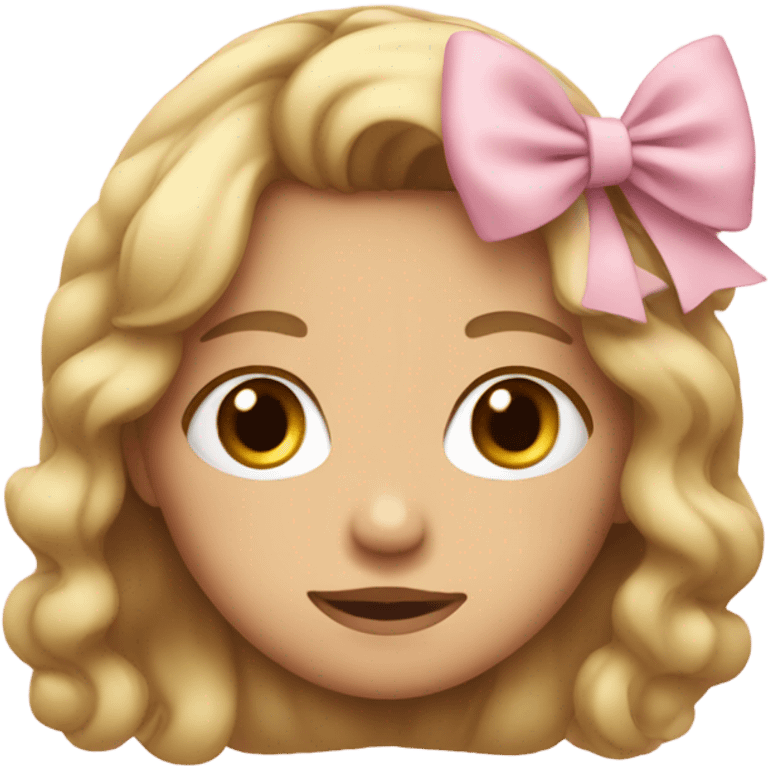 Shy girl with light pink bow on head  emoji